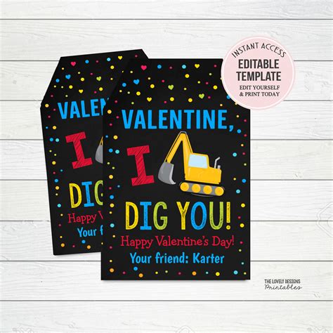 I Dig You Valentines Printable